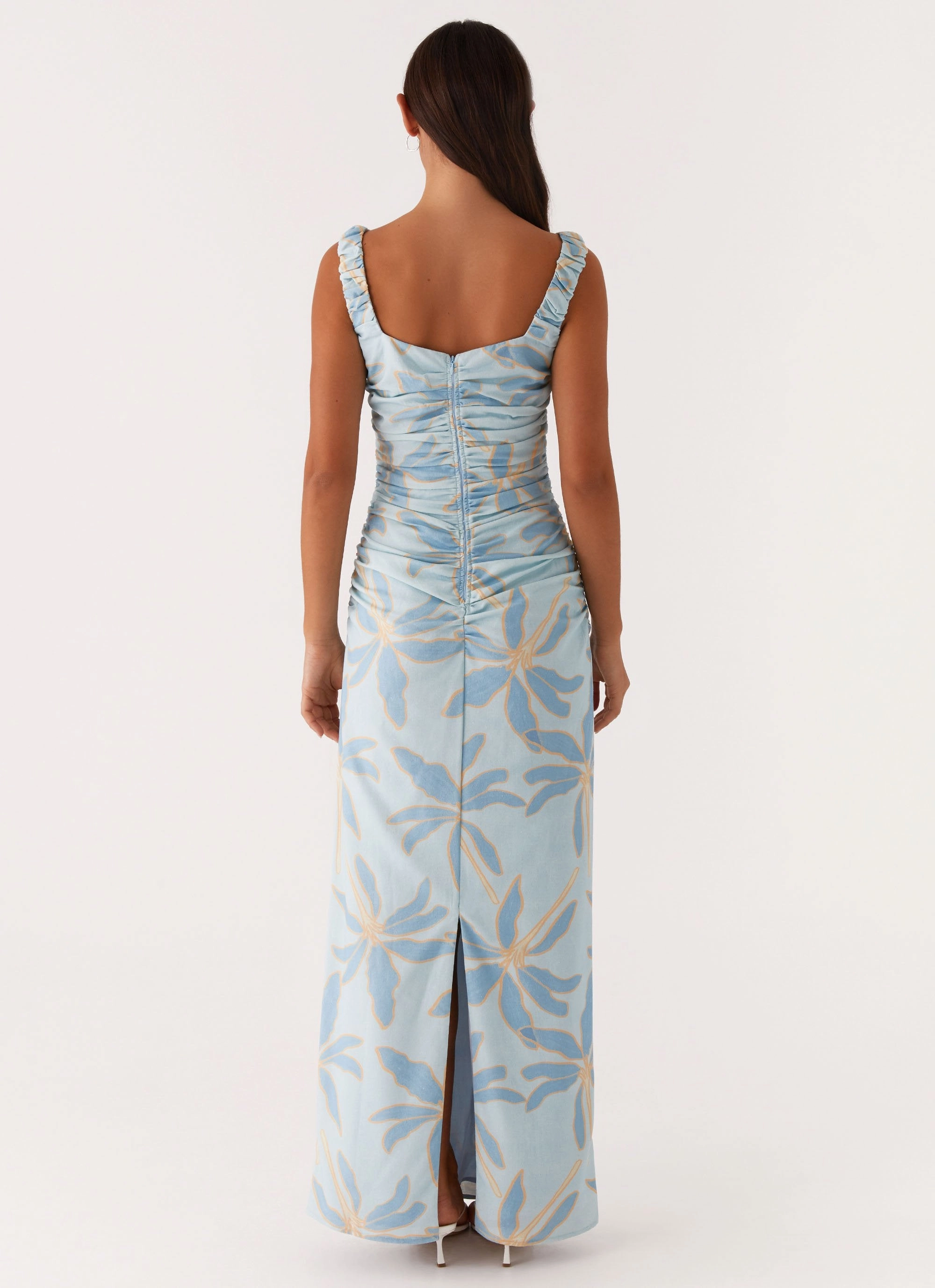 Cosmic Love Ruched Maxi Dress - Opulent Blue Modern Layers