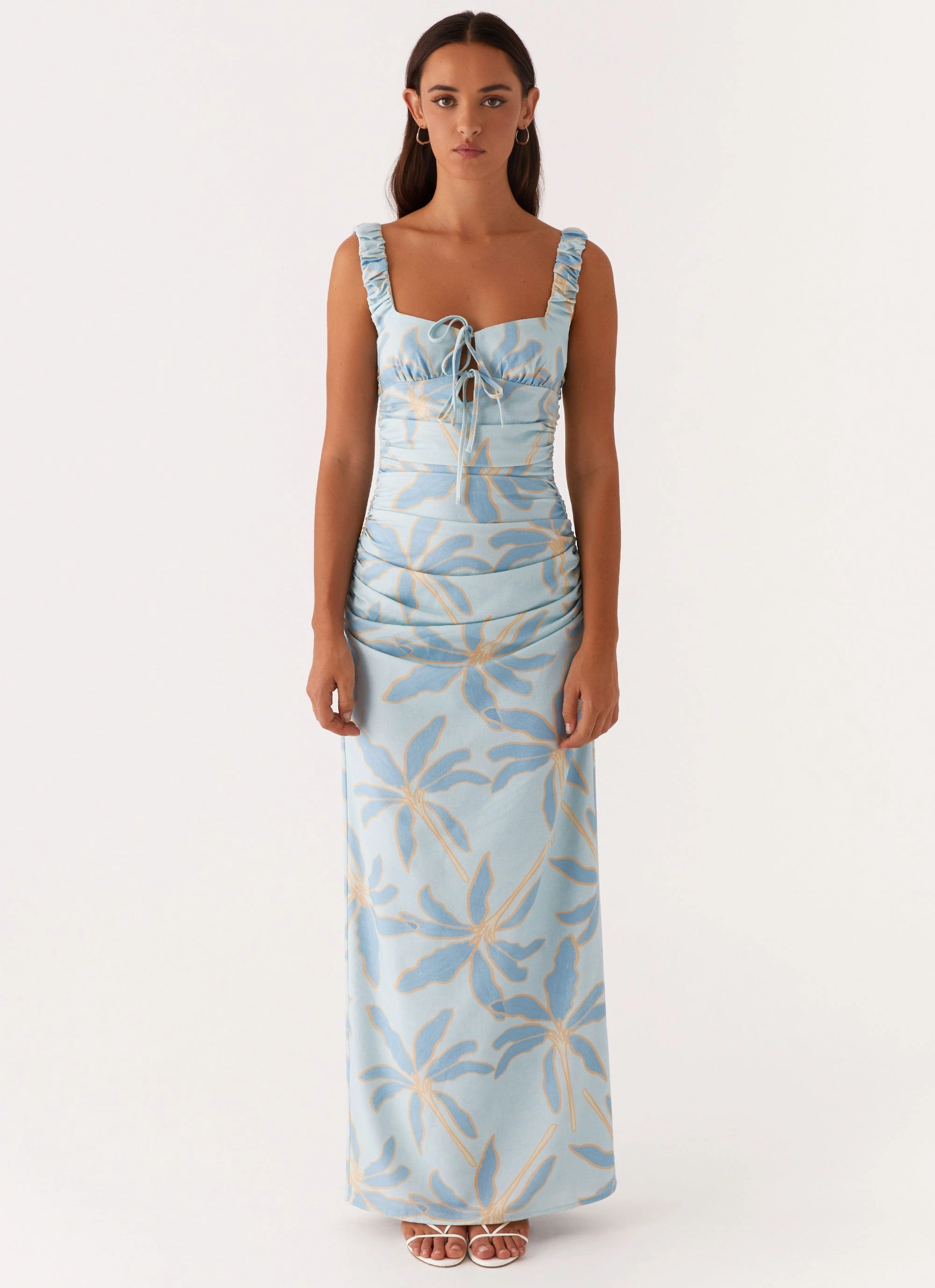 Cosmic Love Ruched Maxi Dress - Opulent Blue Neutral-Shade Cozy Base