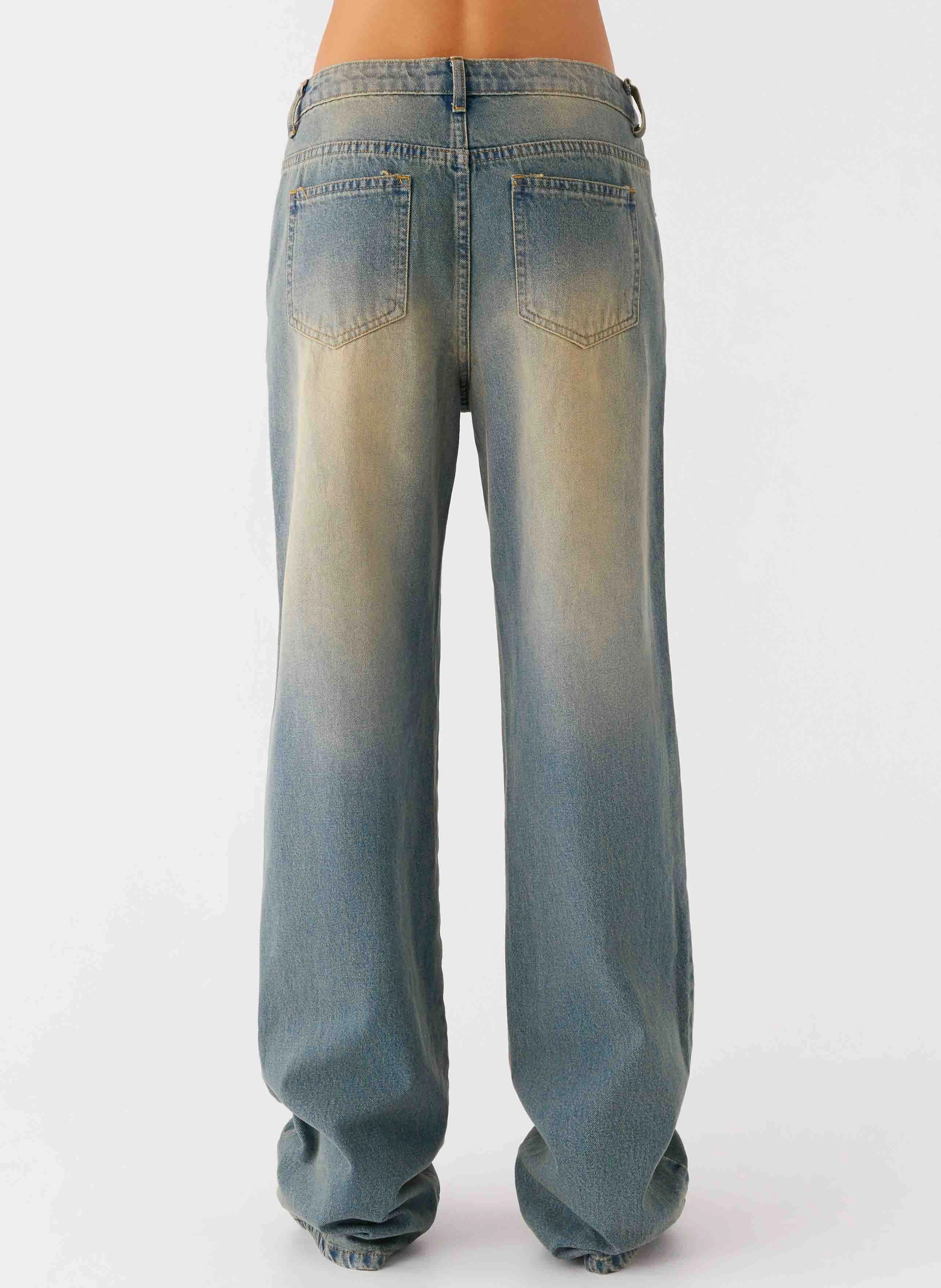 Night Out Parent Style Cool Texture San Diego Straight Leg Jeans - Blue Wash