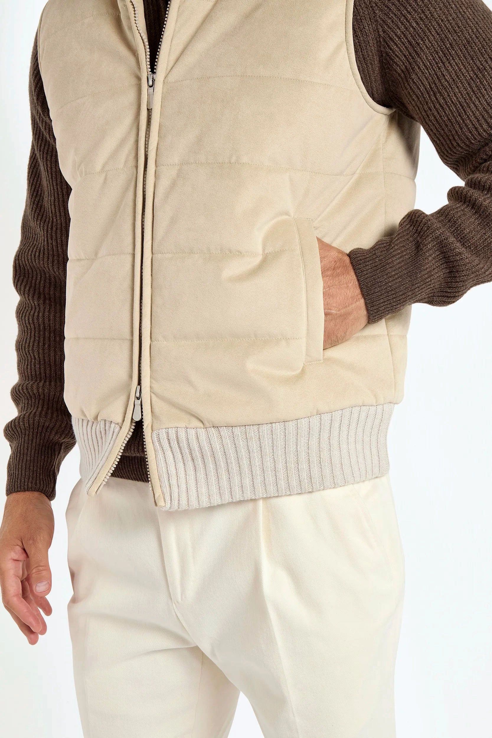 Sand alcantara vest - Made in Italy