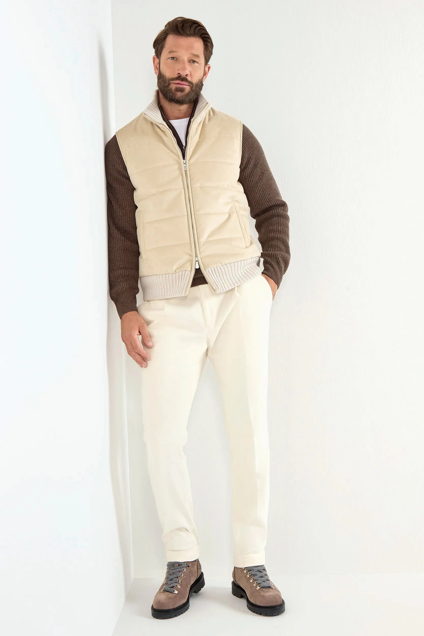 Sand alcantara vest - Made in Italy