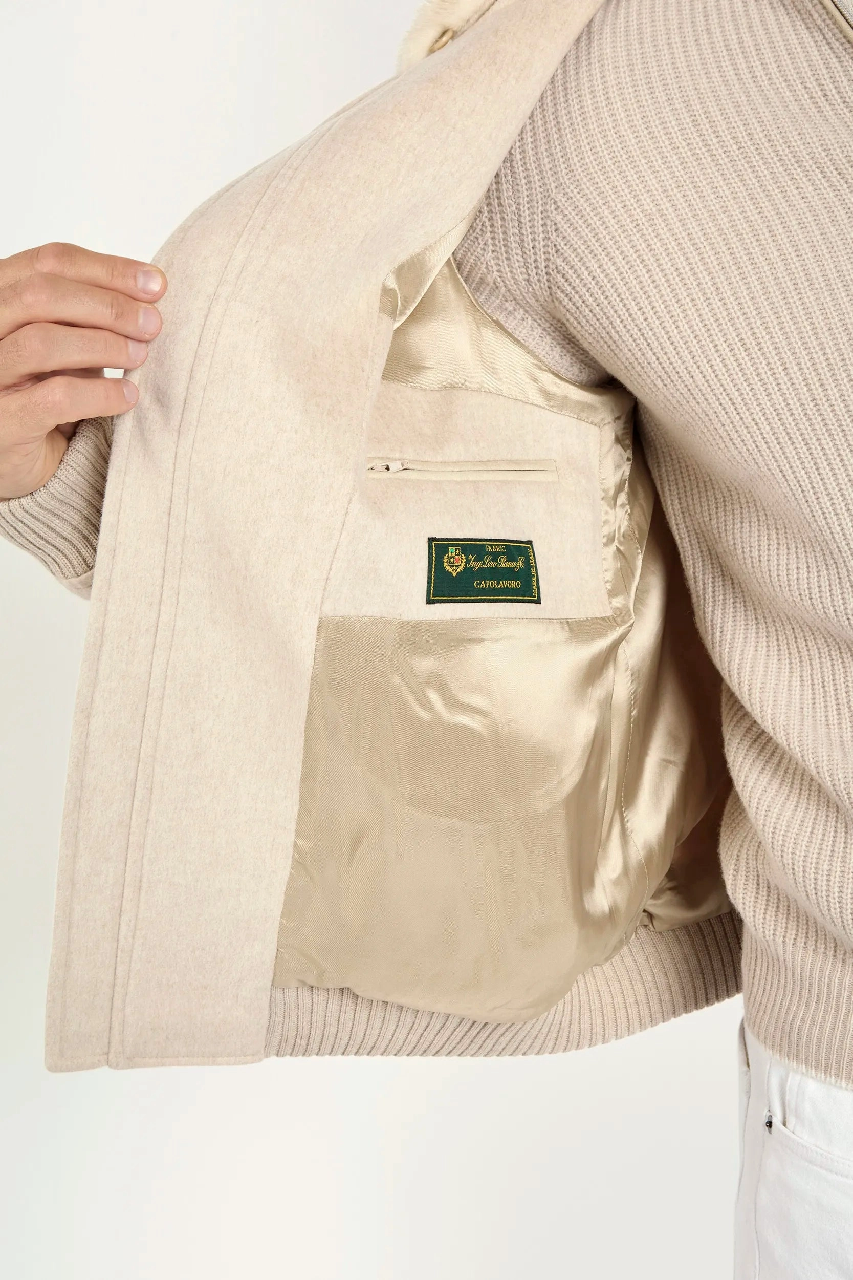 Sand bomber with removable mink collar ?C Made in Italy