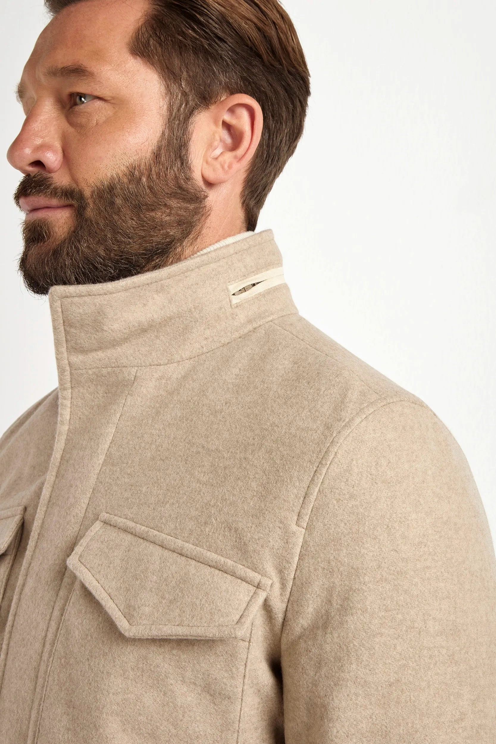 Sand cashmere field jacket - Made in Italy