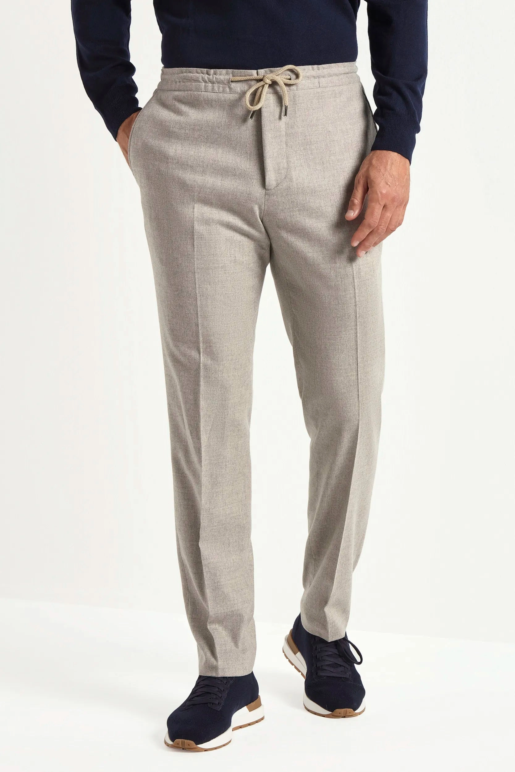 Sand flannel Alassio trousers - Made in Italy