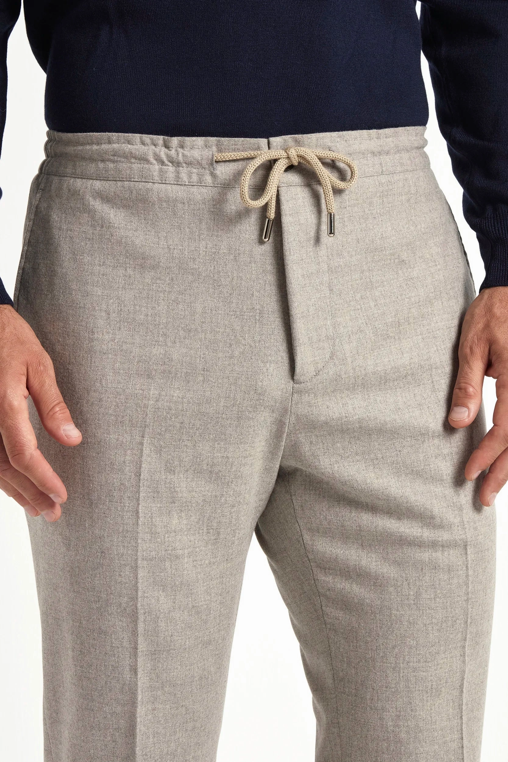 Sand flannel Alassio trousers - Made in Italy