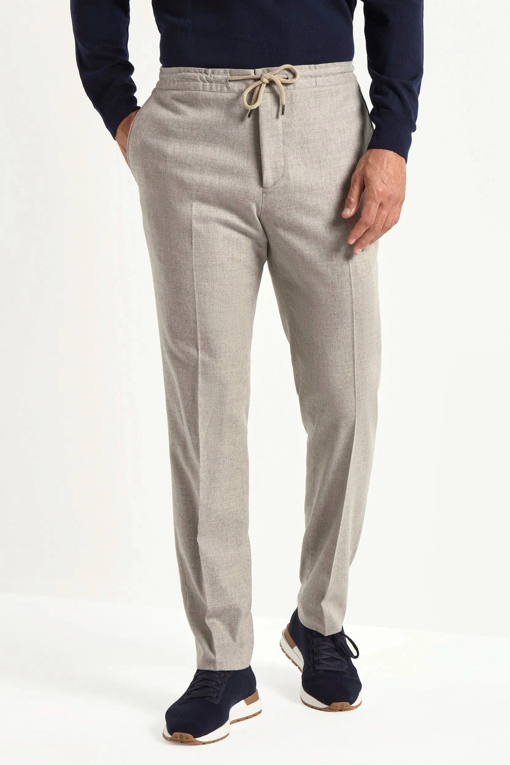 Sand flannel Alassio trousers - Made in Italy