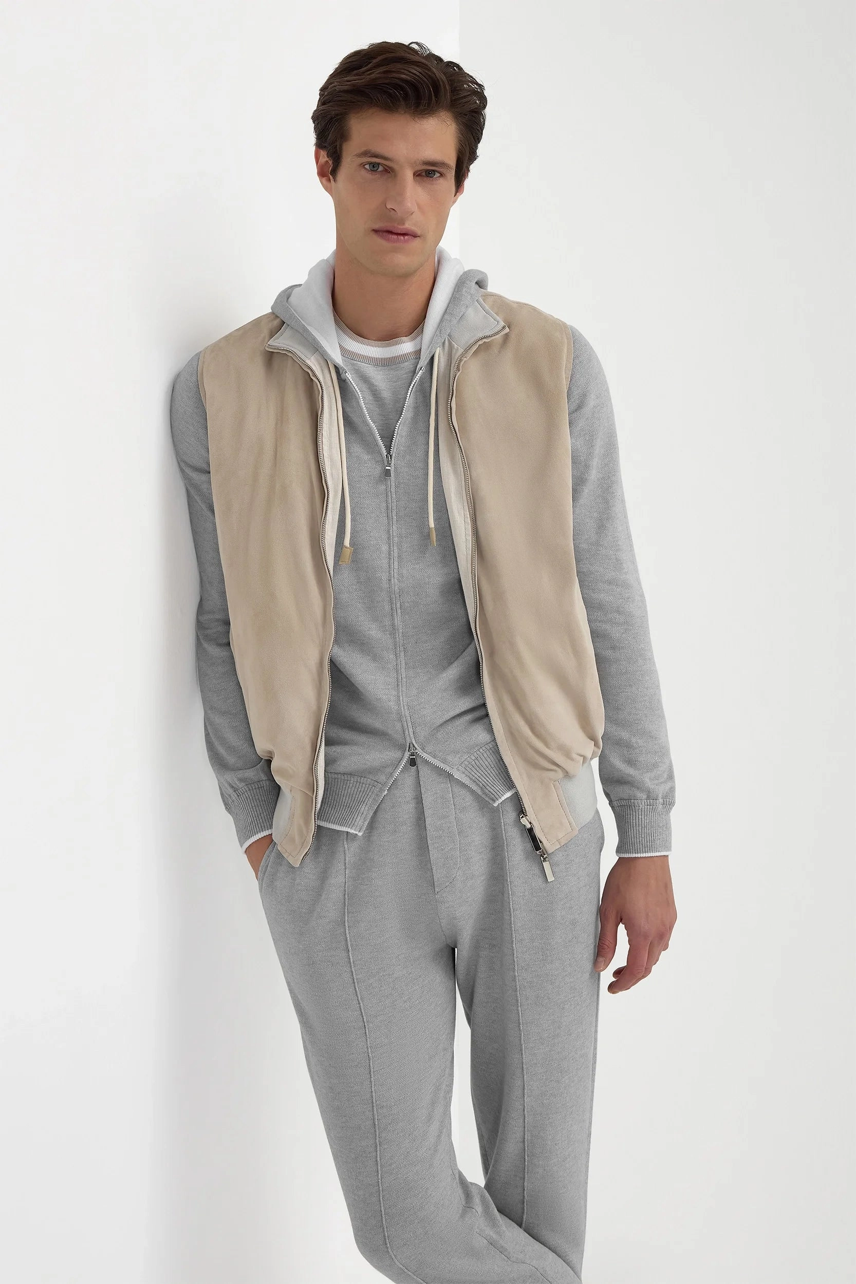 Sand suede reversible vest - Made in Italy