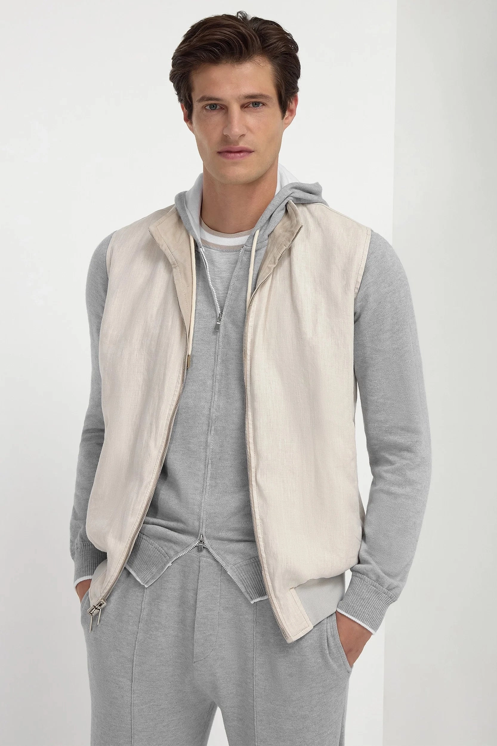 Sand suede reversible vest - Made in Italy