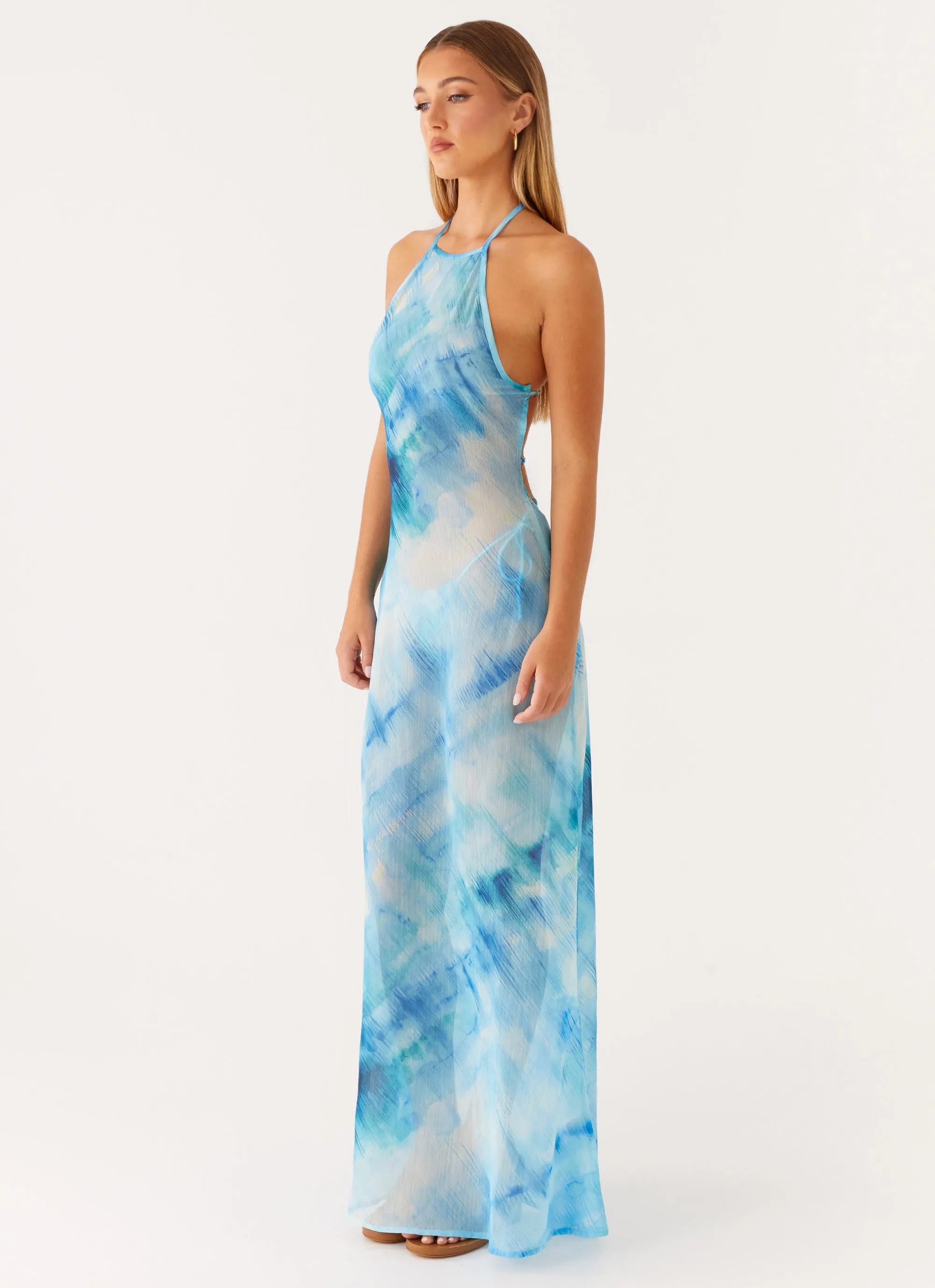 Sandra Maxi Dress - Blue Tie Dye Unisex Design