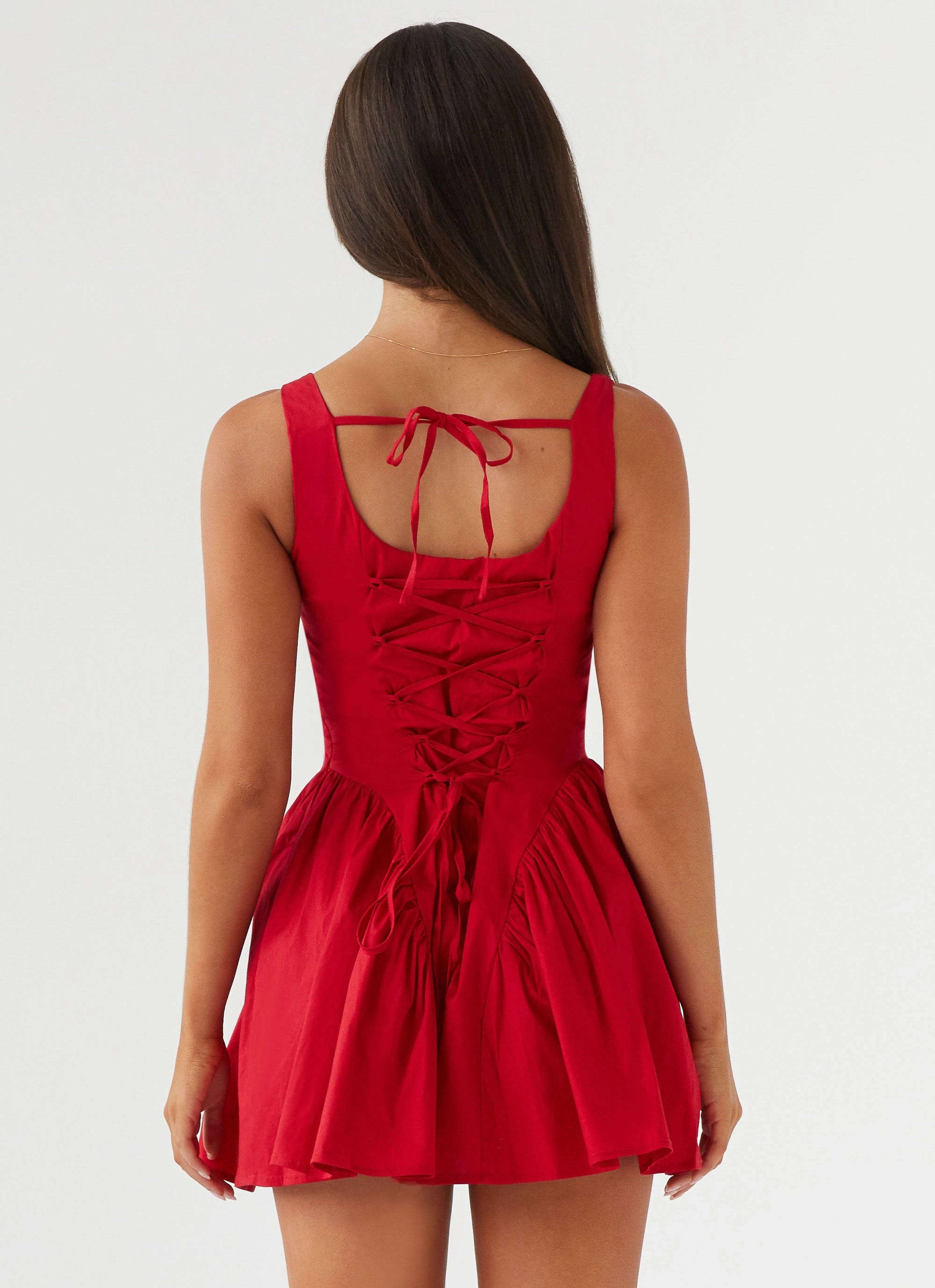 Structured-Shape Sassy Soiree Corset Mini Dress - Red