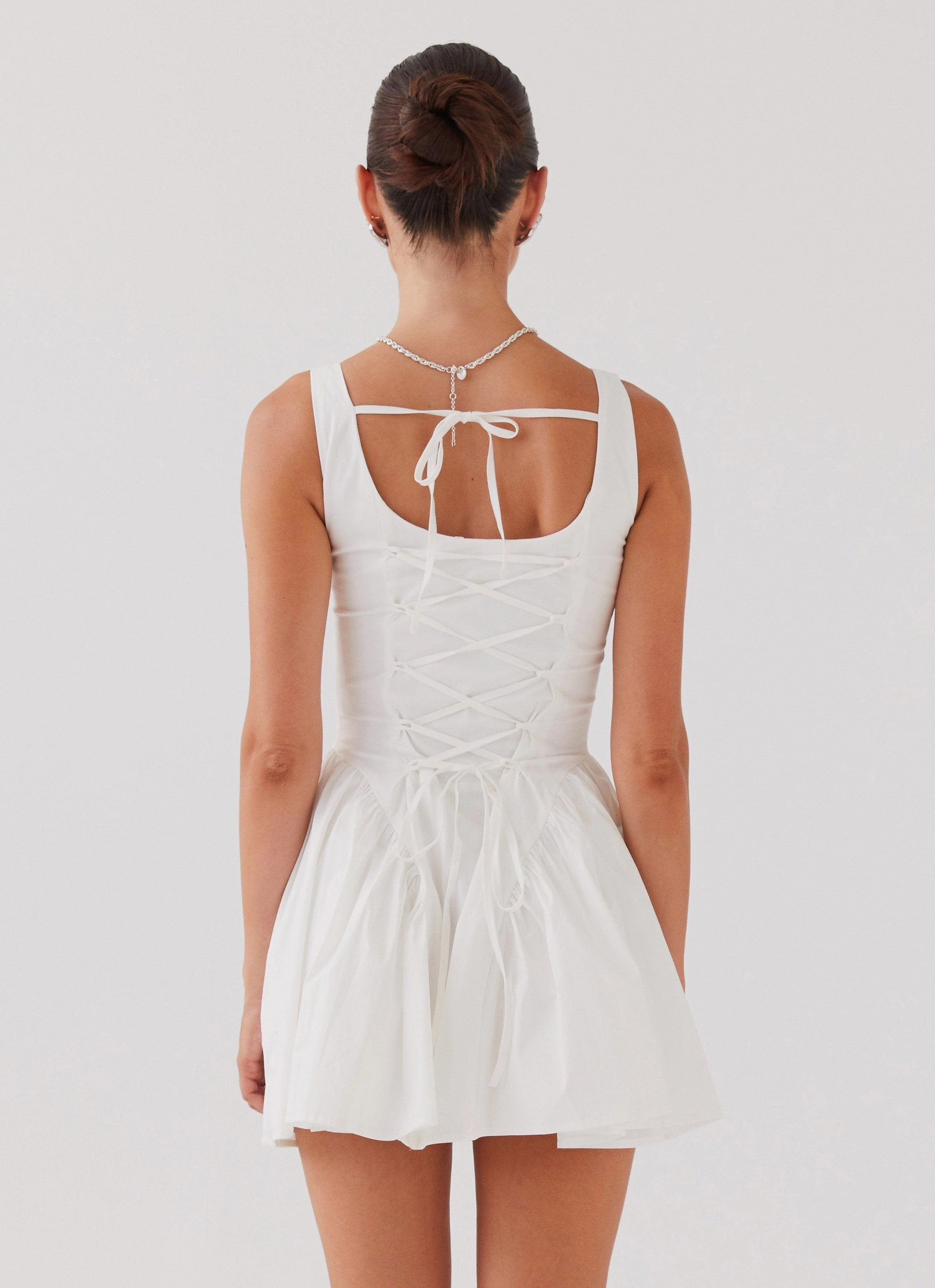 Decorative-Design Sassy Soiree Corset Mini Dress - White