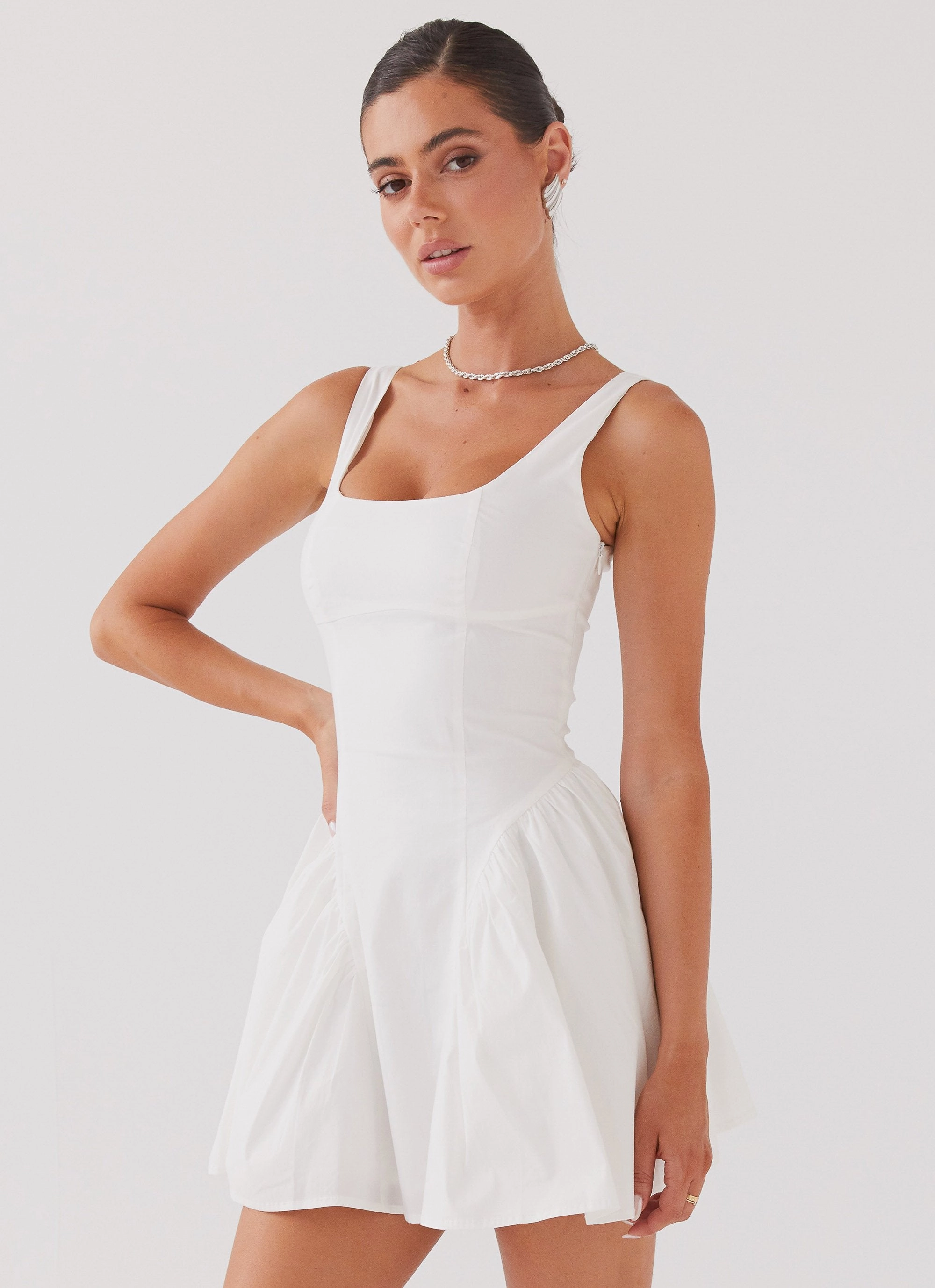 plus-size Breathable Feel Sassy Soiree Corset Mini Dress - White