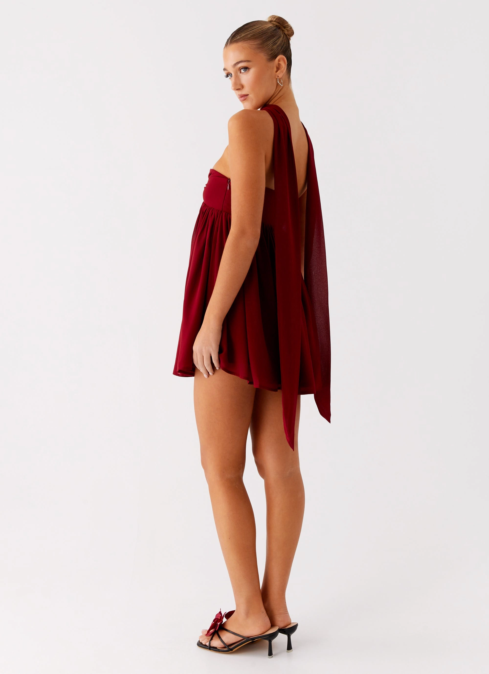 Flattering Cut Wear Perfect Length Saturn Mini Dress - Maroon
