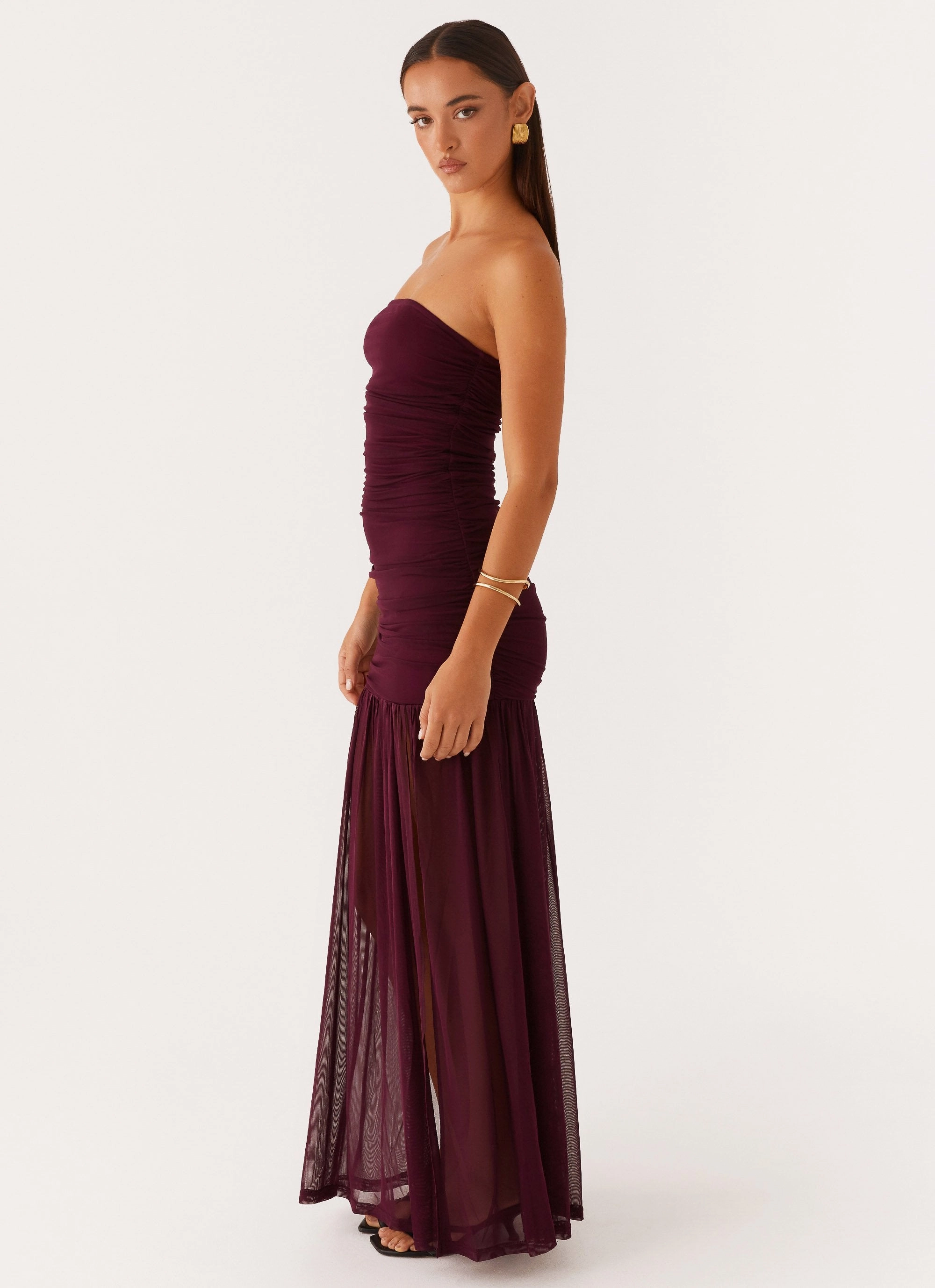 Stylish Layer Light Bow Savaya Maxi Dress - Mulberry