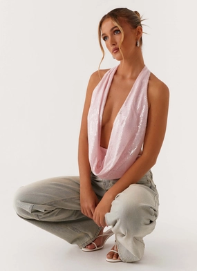 Sawyer Sequin Top - Pink Sequin AdjustableFit EasyClean Sawyer Sequin Top - Pink Sequin