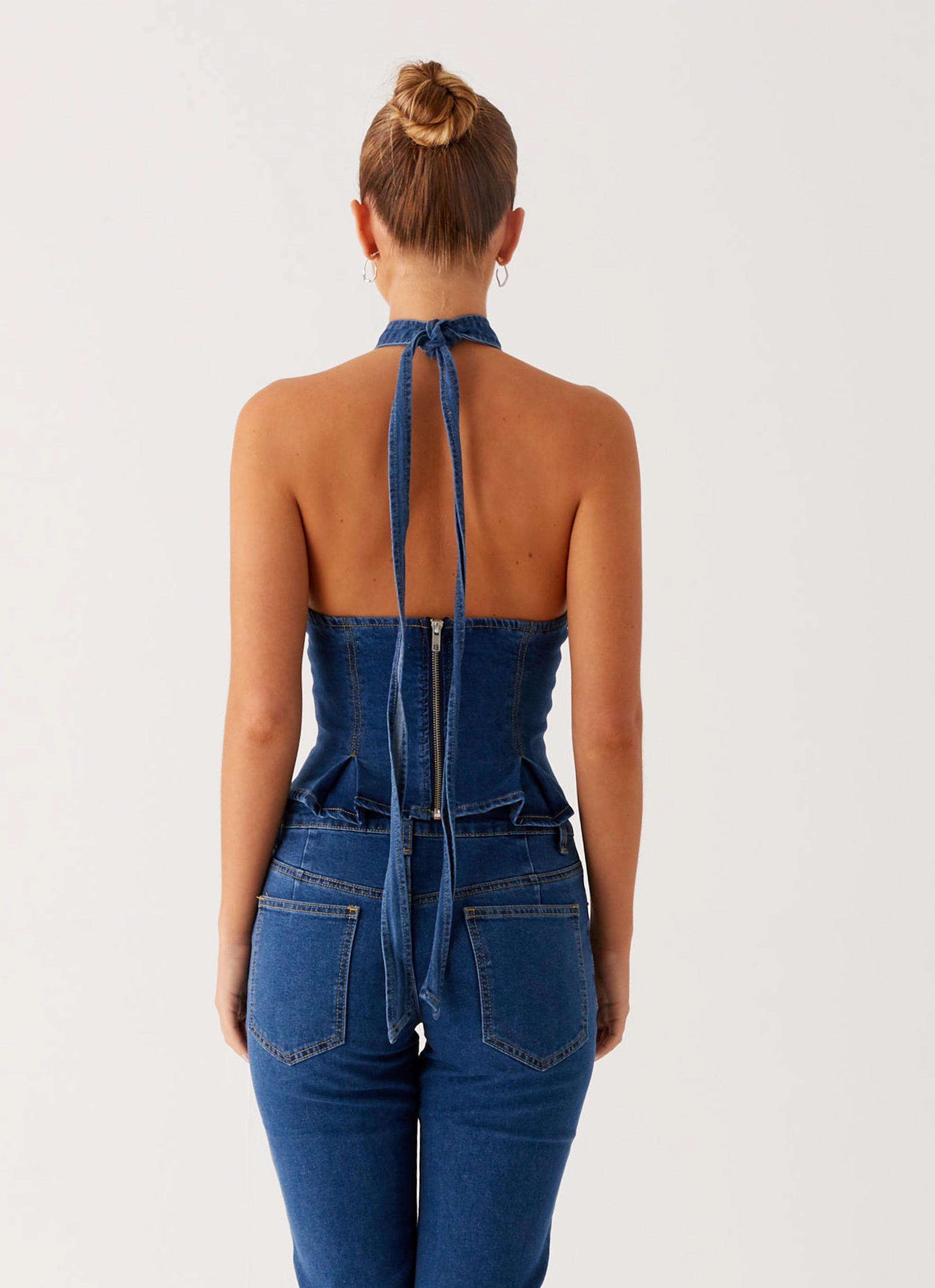 summer top Saylor Halter Denim Top - Indigo