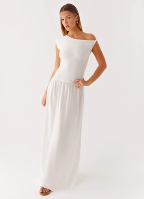 Scalloped Edge Ardella One Shoulder Maxi Dress - Ivory spring fashion Ardella One Shoulder Maxi Dress - Ivory