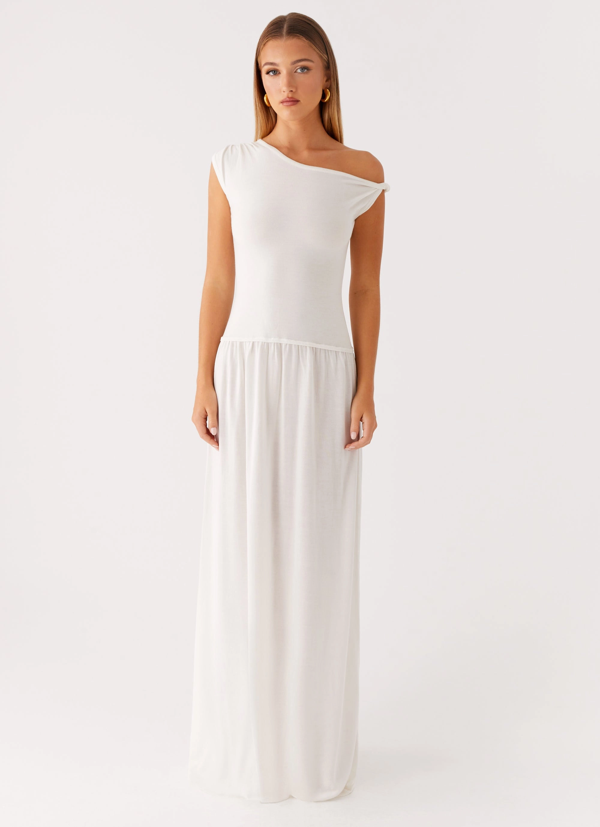 Refined Line Ardella One Shoulder Maxi Dress - Ivory