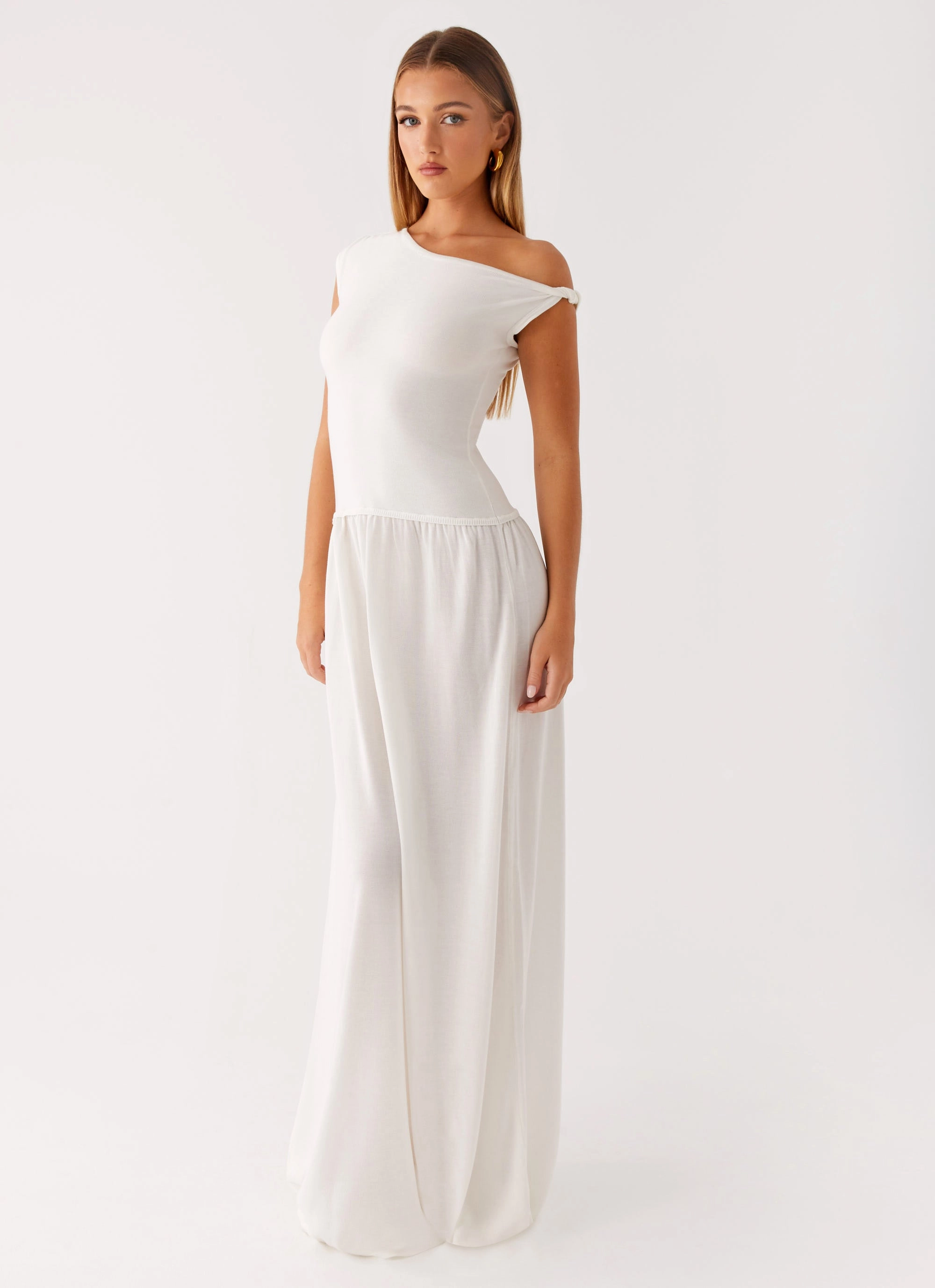 Warm Base Ardella One Shoulder Maxi Dress - Ivory