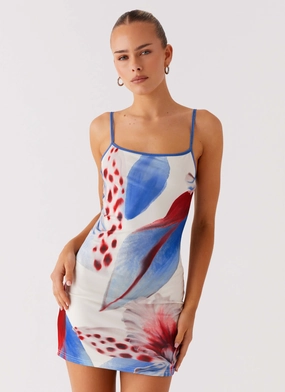 Scalloped Edge Everett Mini Dress - Deep Sea Bloom Everett Mini Dress - Deep Sea Bloom Flattering Look