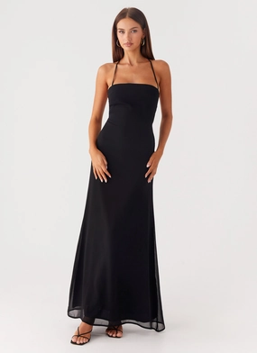 Scalloped Edge Peggy Maxi Dress - Black Light Base Peggy Maxi Dress - Black