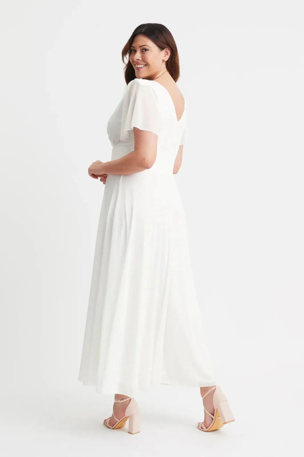 Scarlett & Jo | Isabelle Float Sleeve Maxi Wrap Dress in Ivory