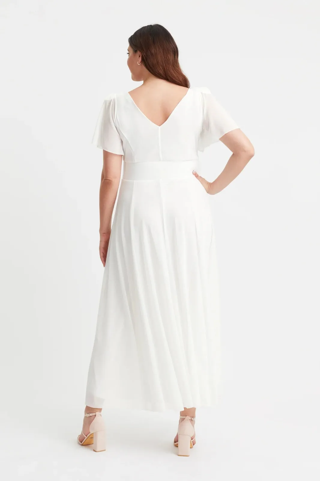Scarlett & Jo | Isabelle Float Sleeve Maxi Wrap Dress in Ivory