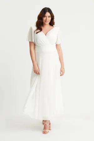 Scarlett & Jo | Isabelle Float Sleeve Maxi Wrap Dress in Ivory