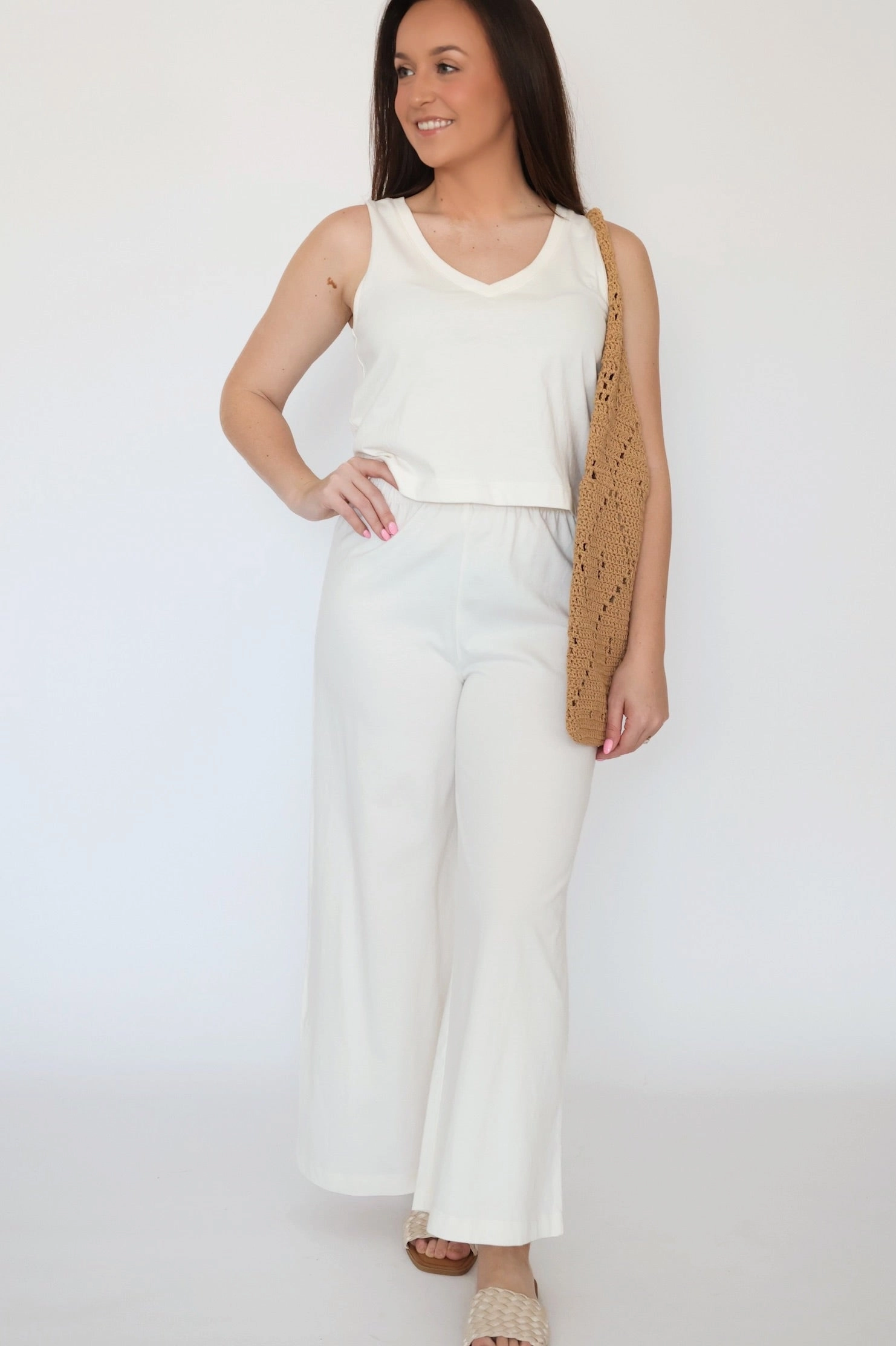 Scout Jersey Flare Pant - Sea Salt (FINAL SALE) Comfy Fit Bonded Hemline