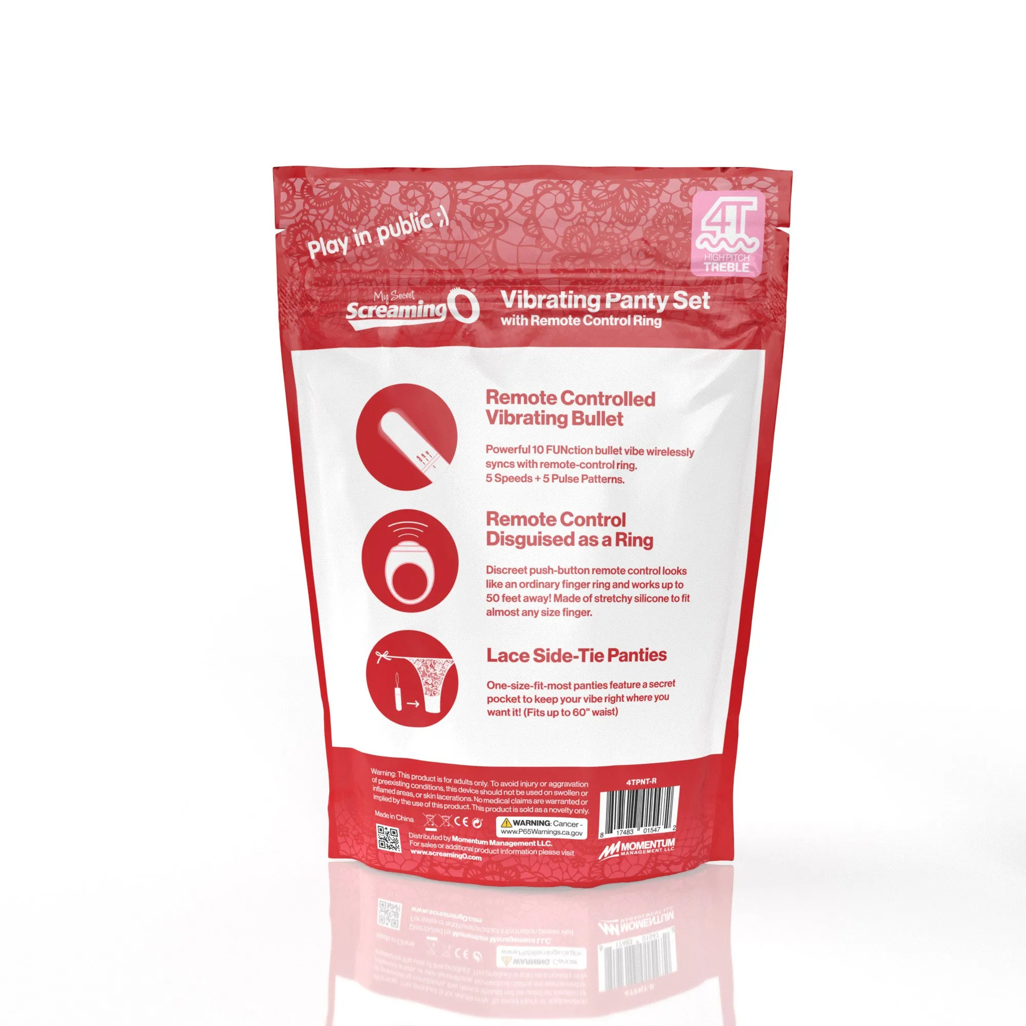 Screaming O 4t - Vibrating Panty Set With Remote  Control Ring - Red