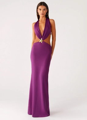 Sea Siren Maxi Dress - Violetta Fully Lined Vibrant Waist Fit Elegant Waist Sea Siren Maxi Dress - Violetta