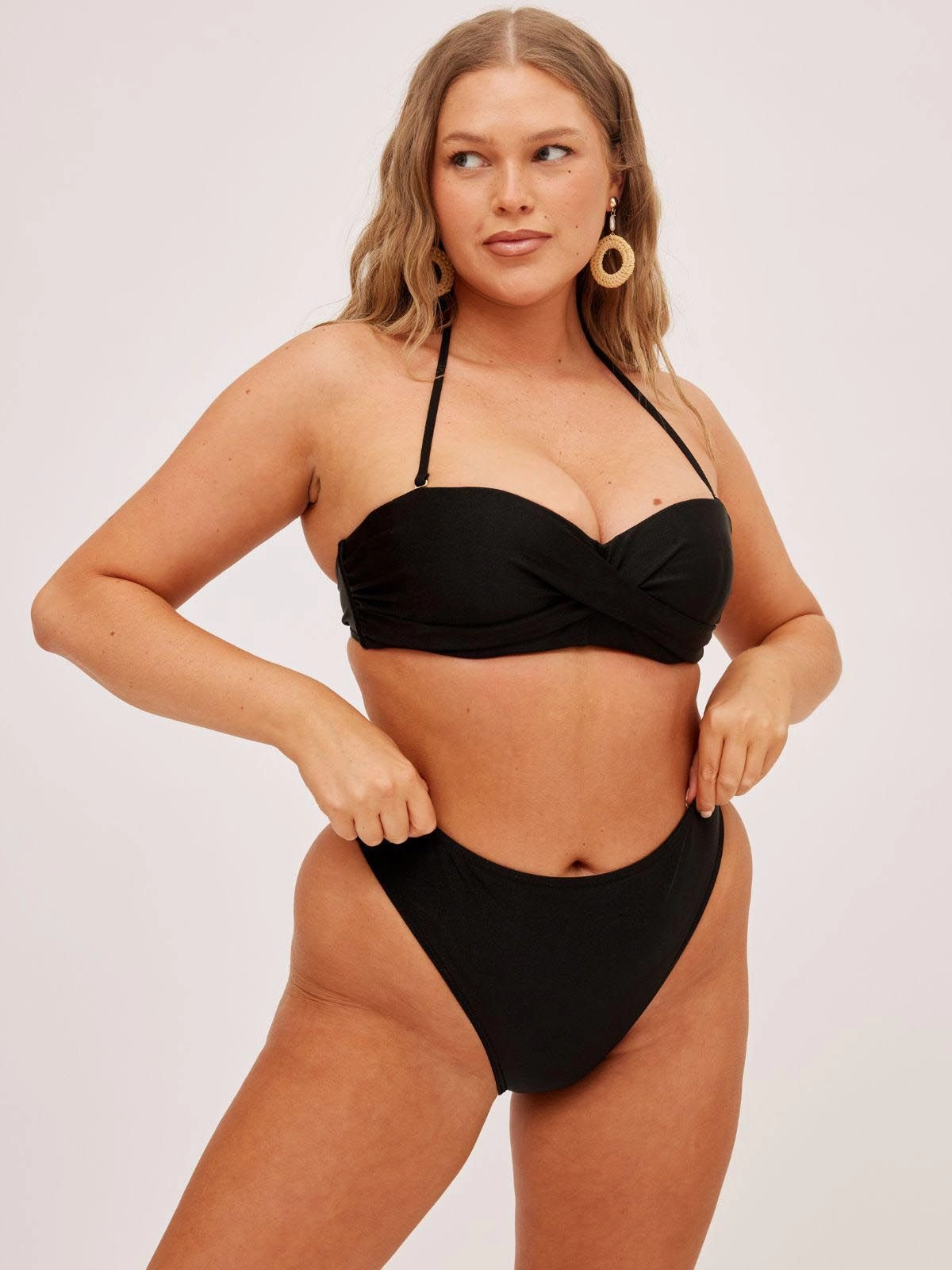 Padded-Cups South Beach Leo Twist Bandeau Bikini Top / Black