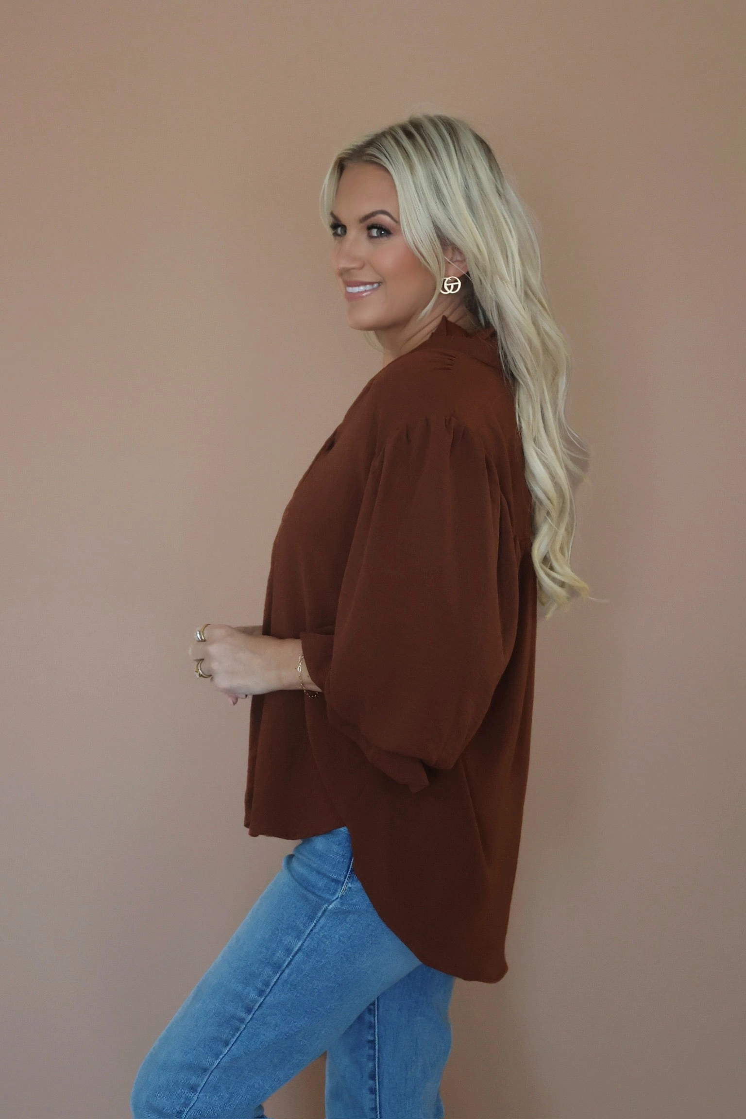 Lovely Blouse- Mocha Sleeveless Tee Relaxed Fit Shirt