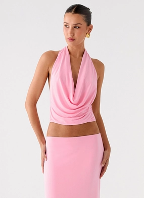 Seamless Shoulders Ashi Cowl Top - Pink AirflowVents Roll Up Hood Ashi Cowl Top - Pink
