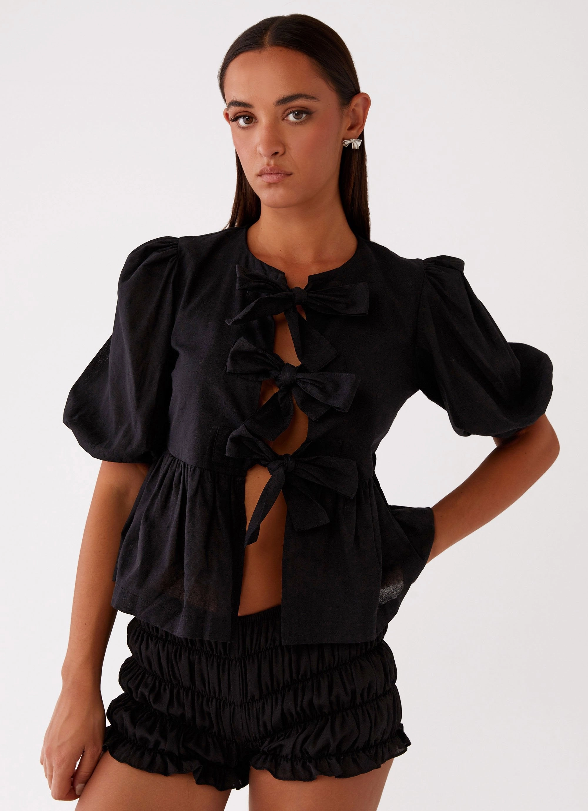 Western Wind Tie Top - Black AntiStaticTreatment