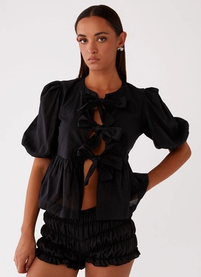 Western Wind Tie Top - Black AntiStaticTreatment