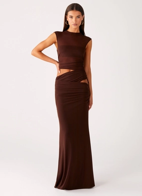 Convertible-Style Briony Maxi Dress - Cool Chocolate