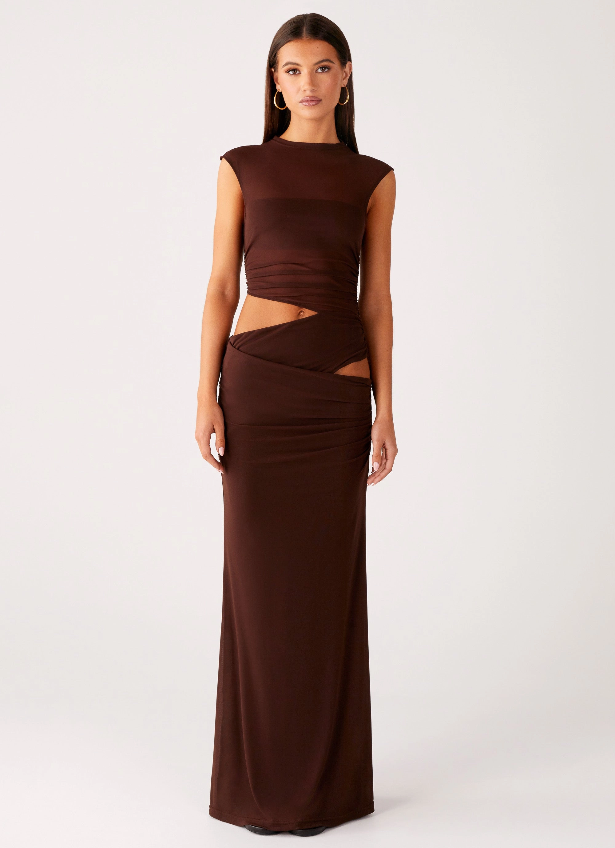 Classic and Modern Perfect For Work Briony Maxi Dress - Cool Chocolate