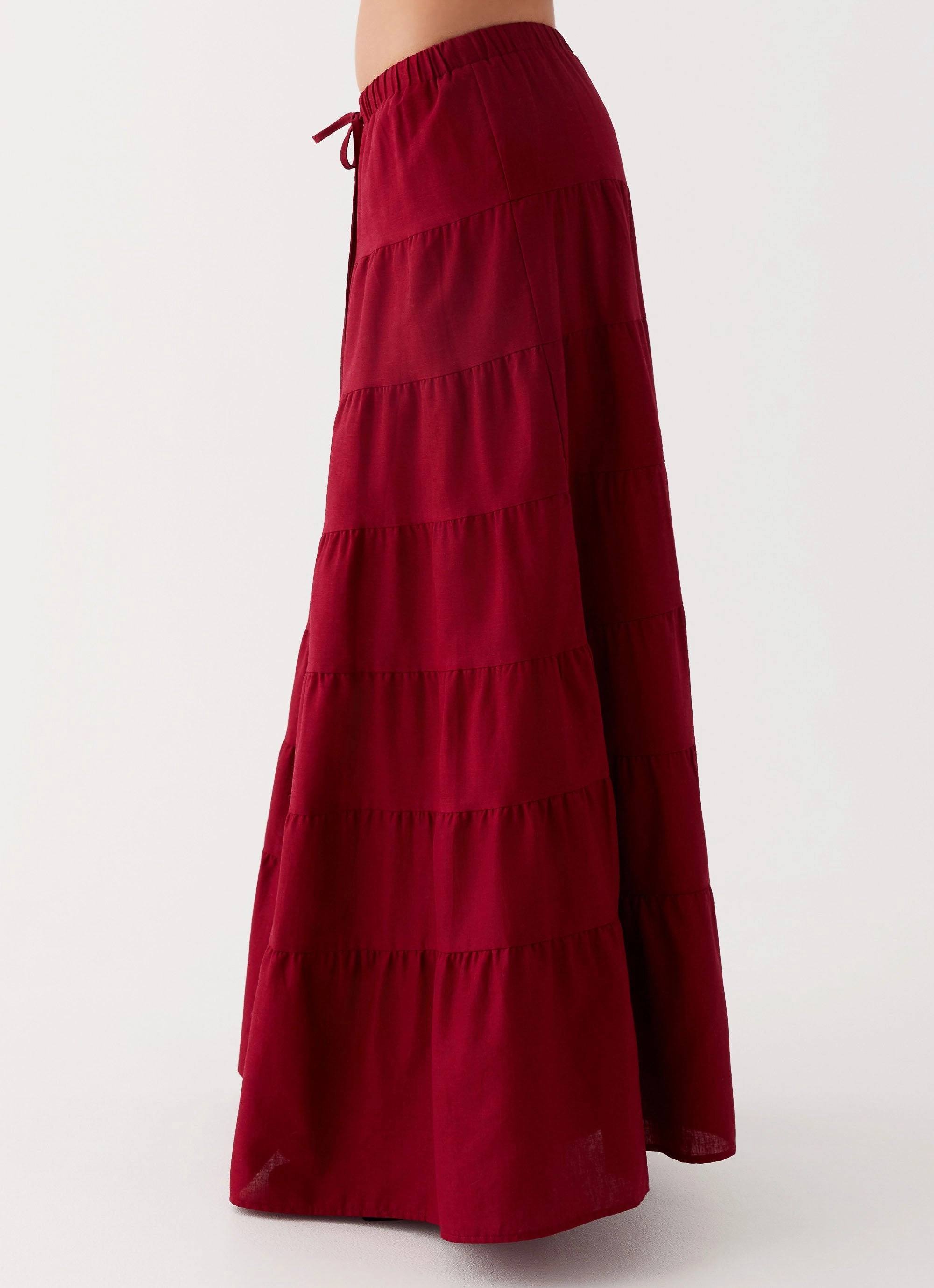 UV Protection AbrasionResistant Surface Mariella Linen Maxi Skirt - Maroon