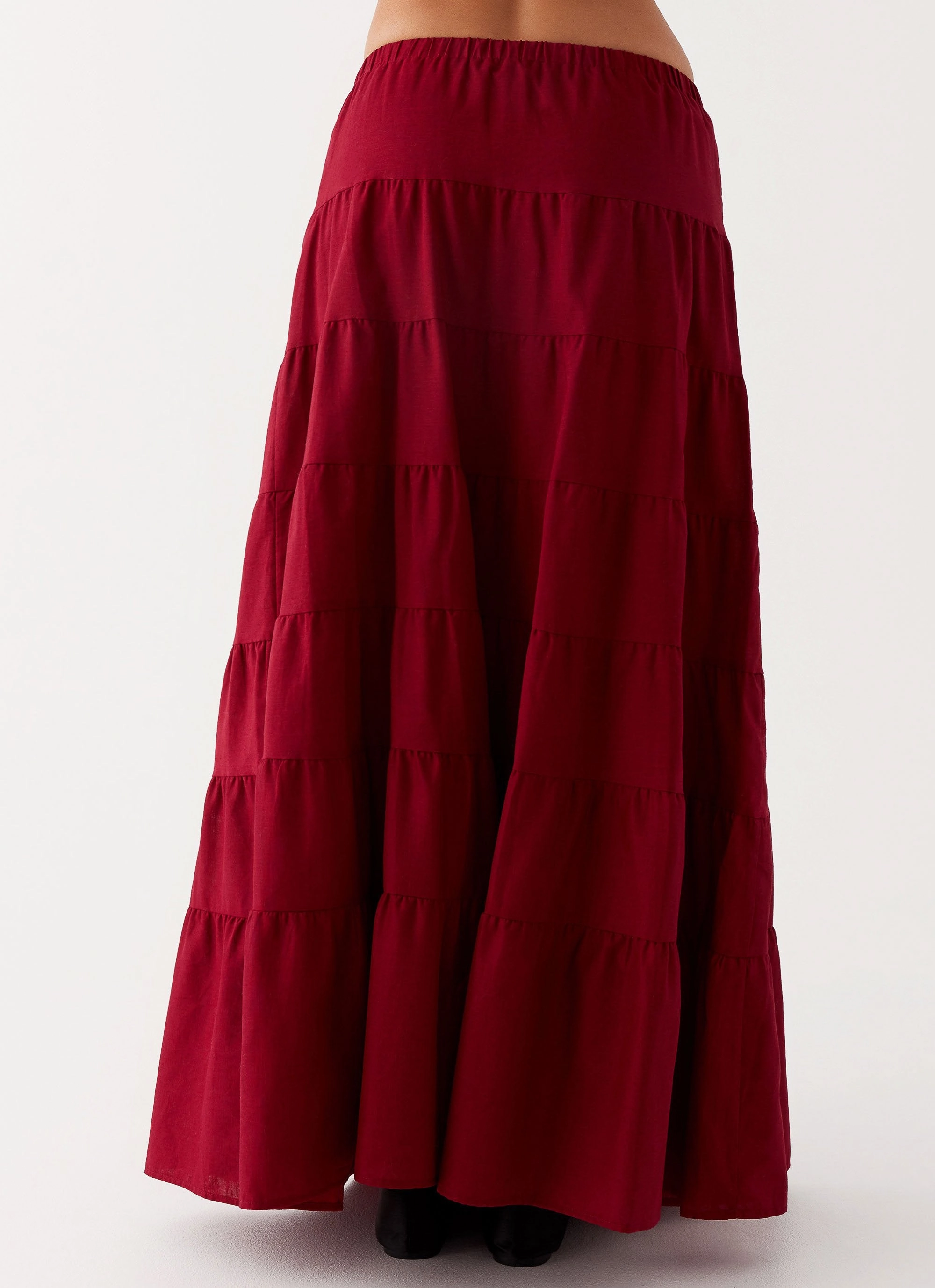 Mariella Linen Maxi Skirt - Maroon Ultraviolet Protection