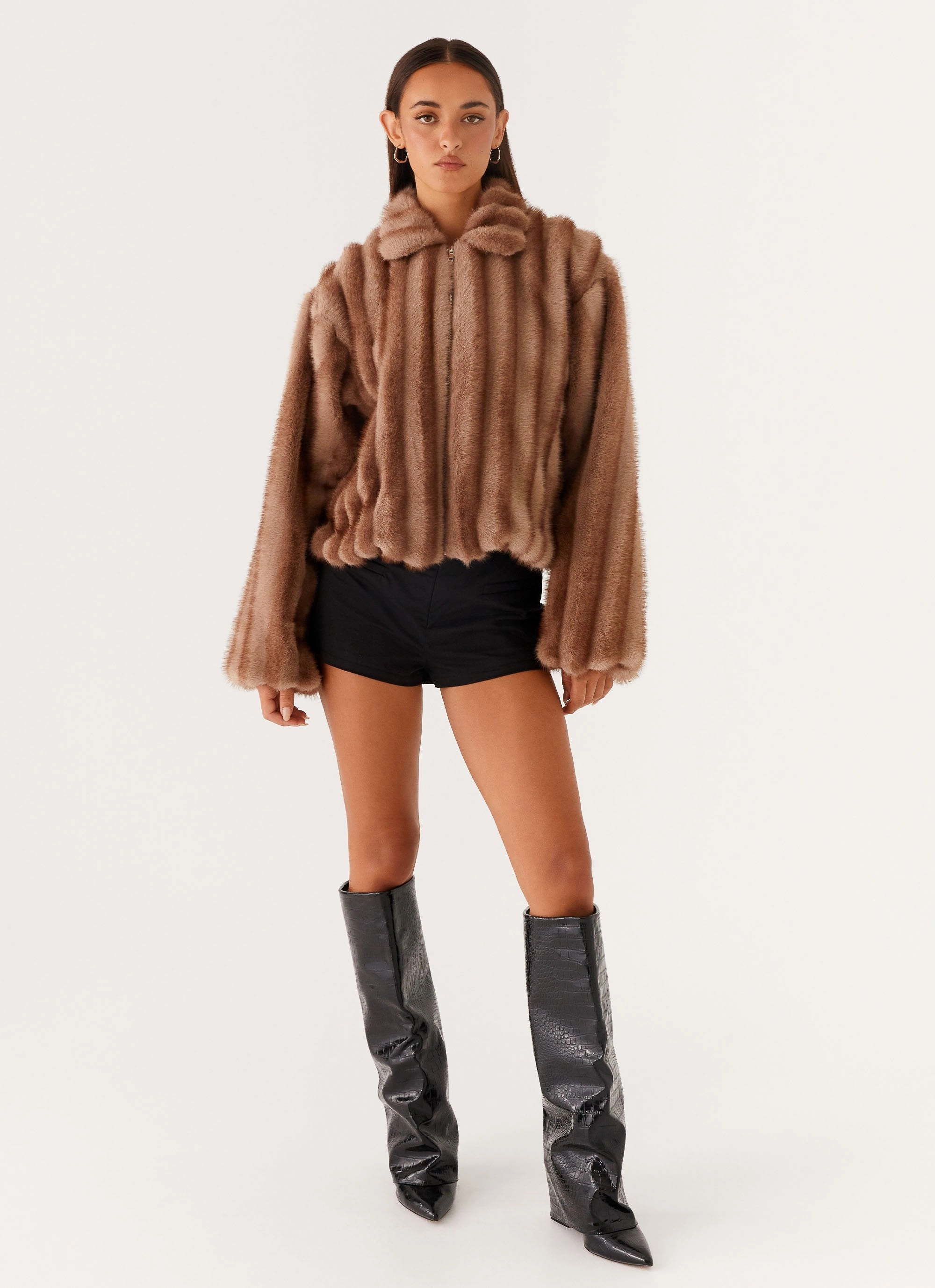 Cool Season Naylor Faux Fur Jacket - Brown
