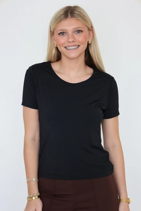 ReinforcedEdges Non Restrictive Armhole Cut Seema T-Shirt- Black