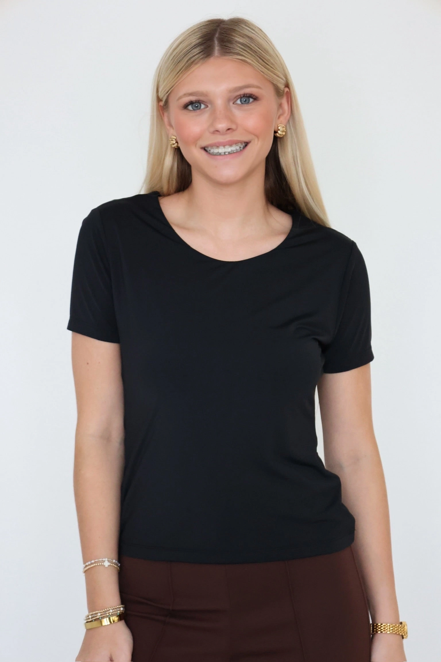 ReinforcedEdges Non Restrictive Armhole Cut Seema T-Shirt- Black