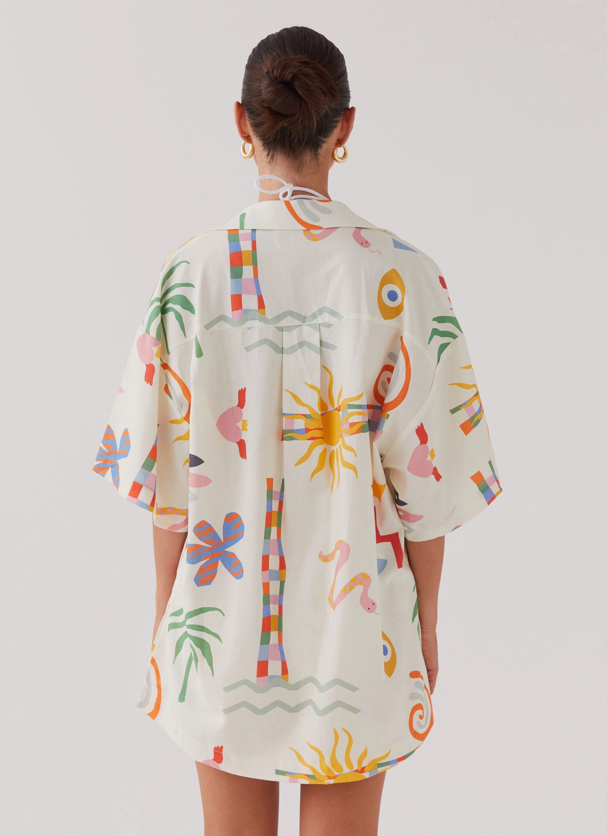 Tallulah Linen Oversized Shirt - Summer Palm Go To Layer