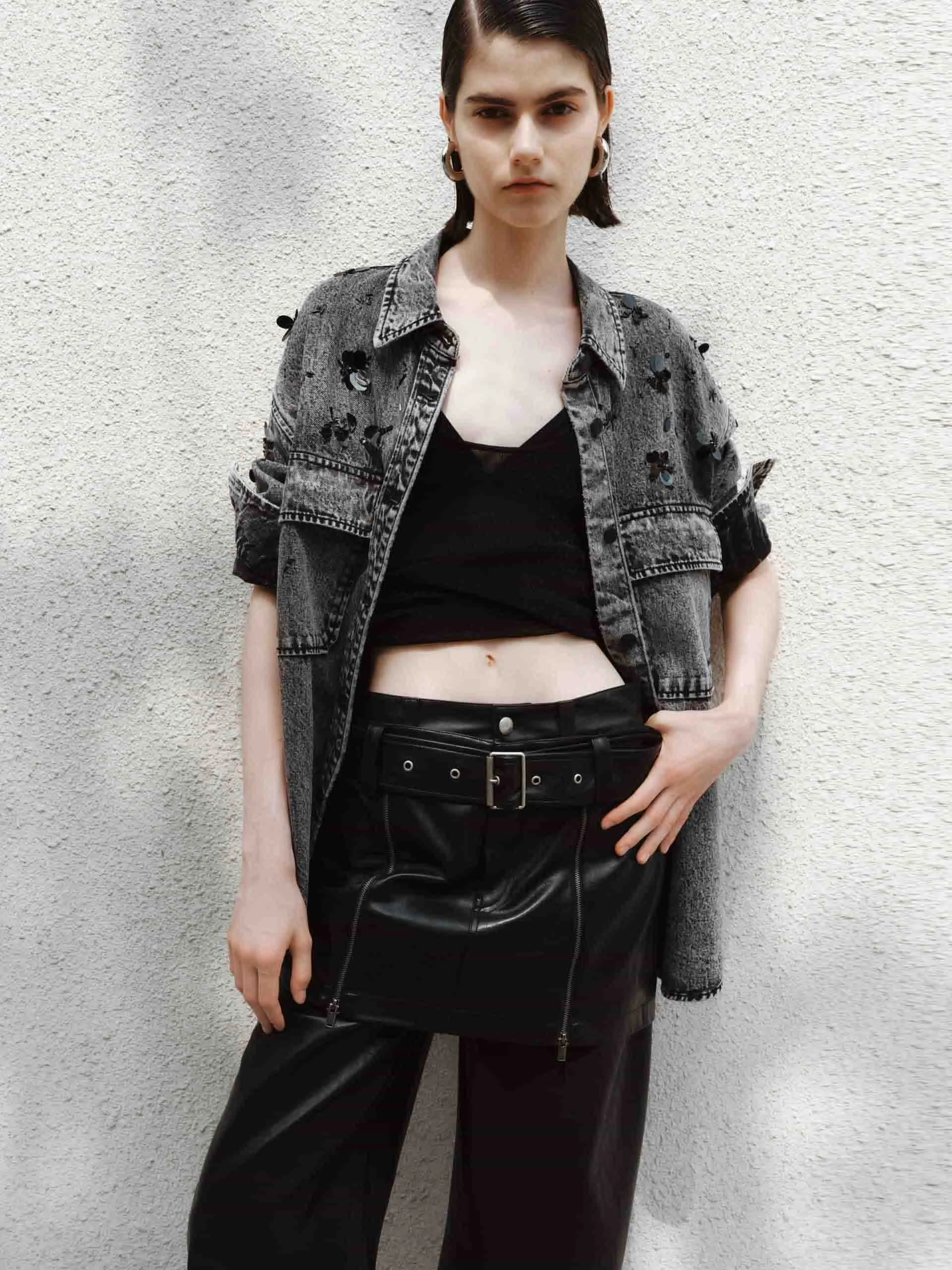 Sequin Detail Loose Jacket