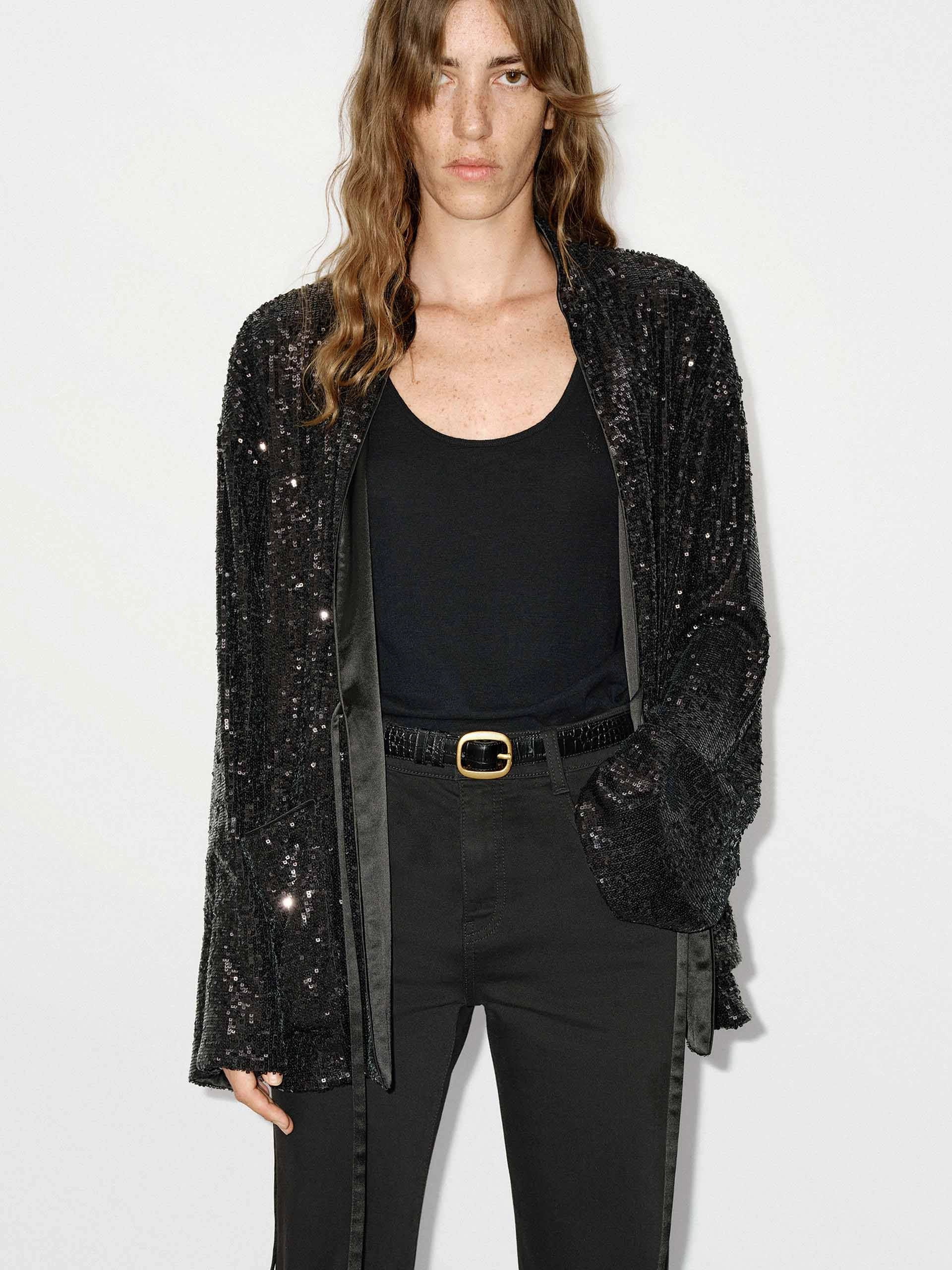 Sequin Textured Loose Coat