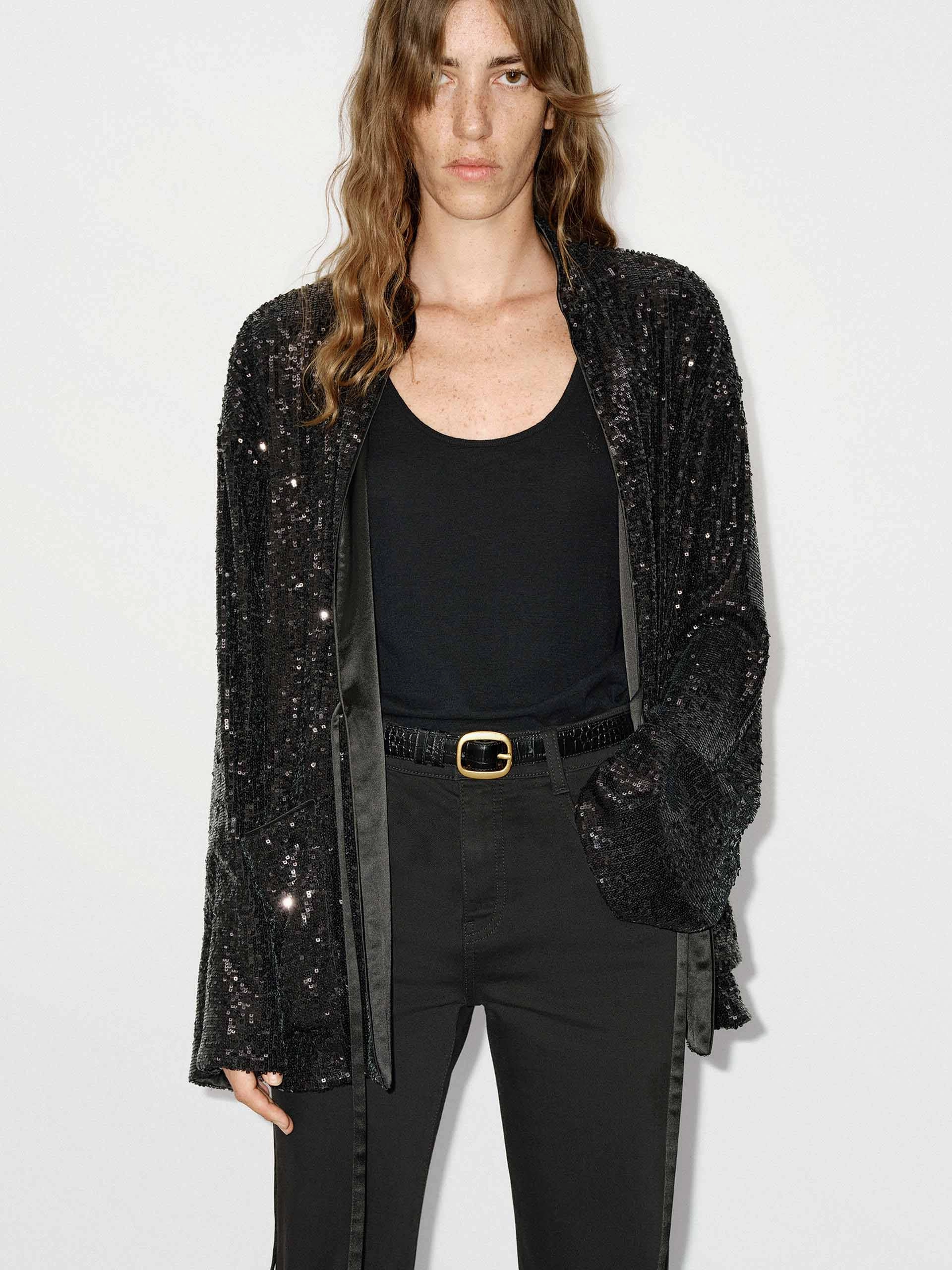 Sequin Textured Loose Coat