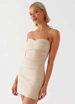 Sequined Accents Rockpool Beaded Mini Dress - Natural Rockpool Beaded Mini Dress - Natural Distressed finish Fashion-Forward