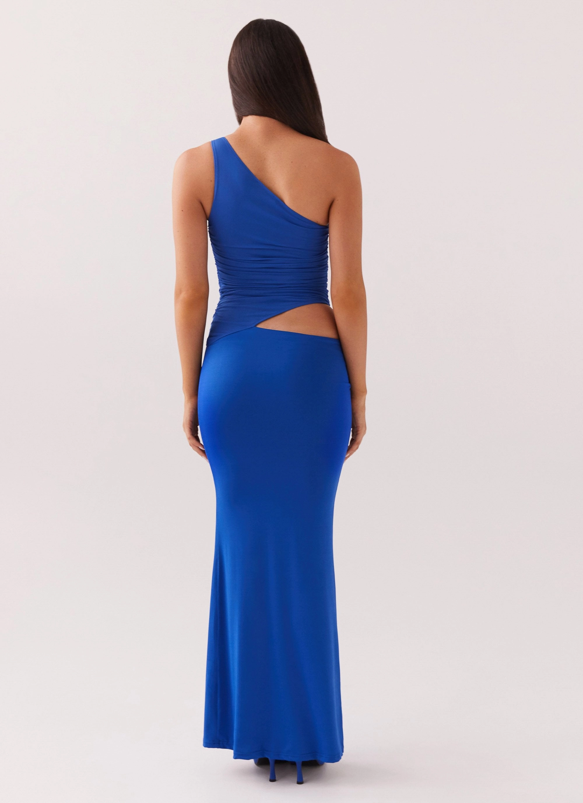 Flowing Design Seranella One Shoulder Maxi Dress - Cobalt