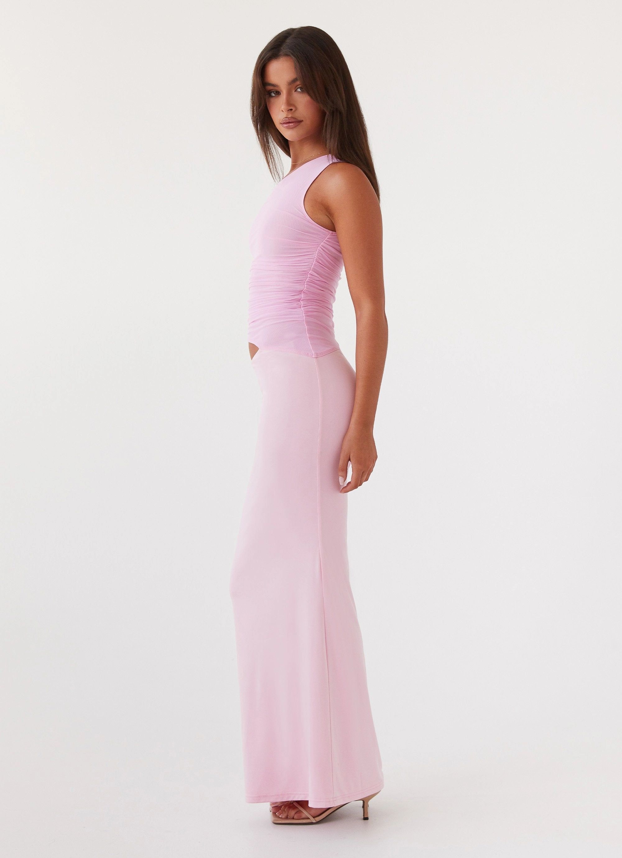 Seranella One Shoulder Maxi Dress - Pink Nature Bloom